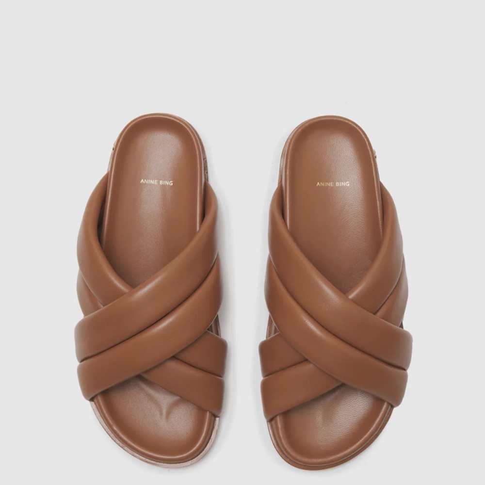 ANINE BING Lizzie slides in color cognac